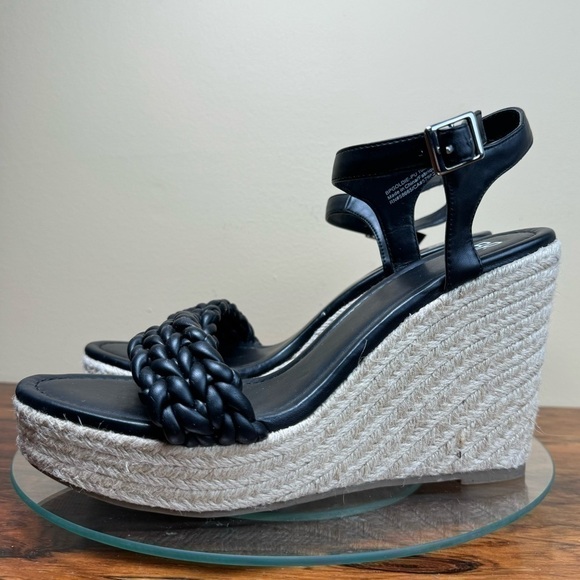 BP. Goldie Braided Wedge Sandal in black - Picture 4 of 15
